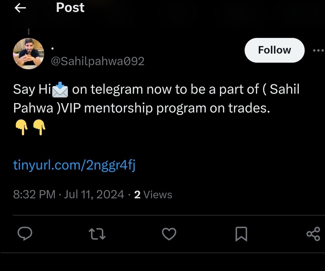 _Rajiv23_'s tweet photo. @Sahilpahwa09 Sahil
Latest spam using your ID name(almost same) and photo... VIP mentorship.... haha 😄 🤣 😂 😆
Attached...
Log bahut innovative think karke, spam kartey hai.. 😀 https://t.co/AykPWN0SJB