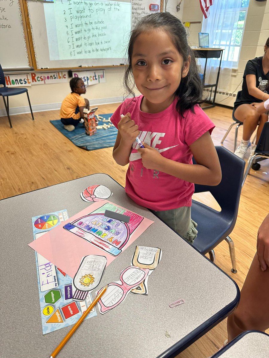 Erika_Goldman's tweet photo. Whatβs on your summer bucket list? πͺ£ In our classroom, a lot of friends want to learn how to swim, spend time with family and go to the beach! @HorizonsJS @rbpsEAGLES #6weeksofhappiness #RBBisBIA https://t.co/arGmrv7RNy
