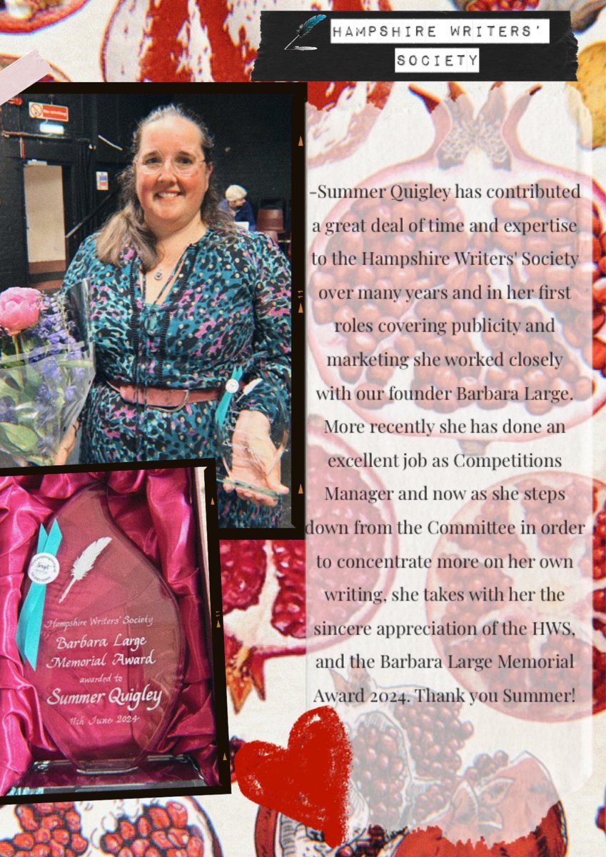 A big thank you to Summer Quigley. 

#winchester #writers #writerscommunity #books #competition