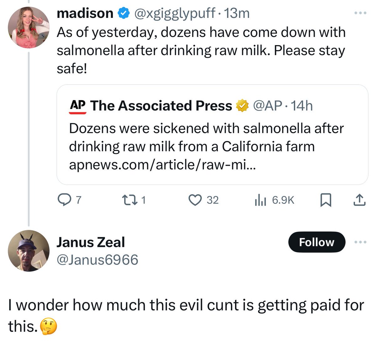 xgigglypuff's tweet photo. Hundreds of people are accusing me of being paid to advocate against *checks notes* salmonella. 

All my cunty anti-salmonella baddies rise up ! https://t.co/2kLNv4E9ag