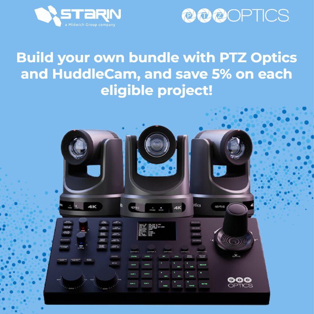 midwichUS's tweet photo. 🙌 Need multiple cameras and controllers for a project? Build your own bundle with PTZOptics and HuddleCamHD, and save 5%! 
👉 Build your bundle: https://t.co/uFvPLUAk99 

#AVtweeps #ProAV #PTZOptics #HuddleCamHD #AVDeals #TechSavings https://t.co/LmQpeh3ajt