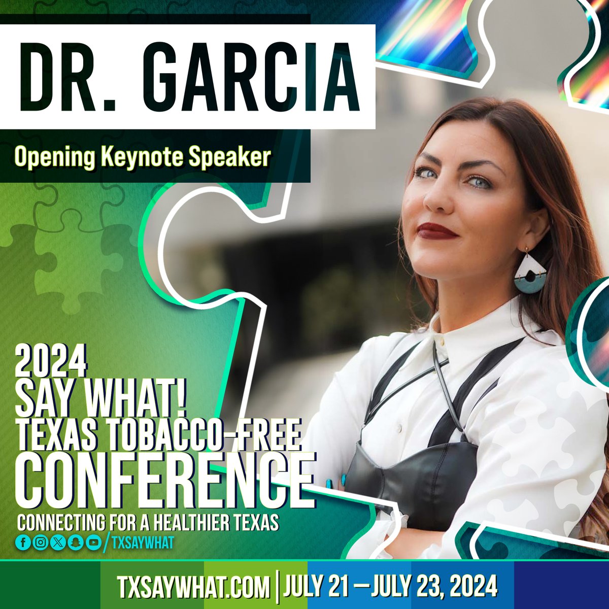 TxSayWhat's tweet photo. We have exciting news to share! We have our opening keynote speaker! Please welcome Dr. Julia Garcia! Dr. Garcia is a great youth speaker, and we can’t wait for all of you to hear what she has to say! #ConnectTX #SayWhatConf https://t.co/BSclWSRagn
