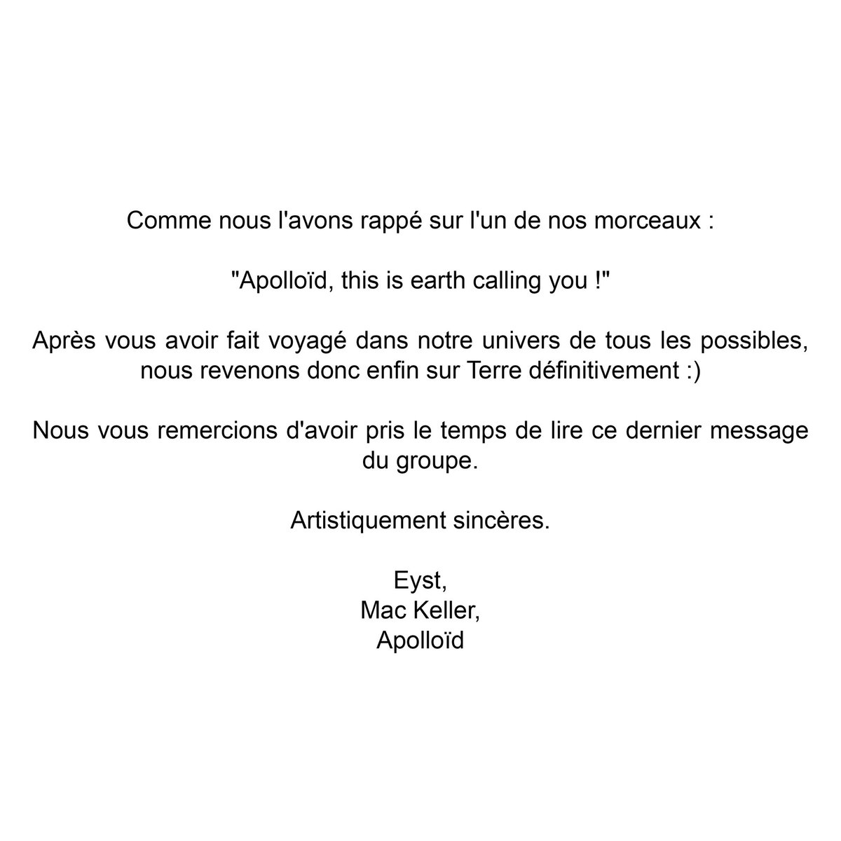 Apoll0id's tweet photo. Lettre à tous nos auditeurs auditrices. https://t.co/l2RgBBW0Gq