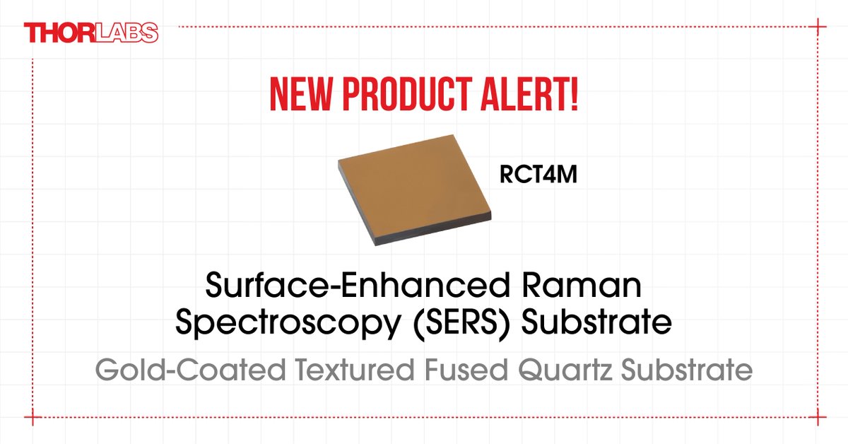 Thorlabs's tweet image. Our new SERS substrate is made from textured fused quartz with gold deposited on the surface, creating plasmonic nanostructures that enable sensitivity down to parts per billion.

Learn more at thorlabs.com/newgrouppage9.…

#OpticalElements #RamanSpectroscopy #SERSSubstrate #optics