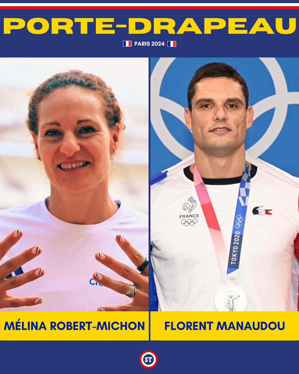 sportricolore's tweet photo. 🇫🇷 Mélina Robert-Michon et Florent Manaudou porte-drapeaux français à la cérémonie d’ouverture 🤩

Robert-Michon ➡️ 🥈 olympique / 🥈 et 🥉 mondiales / 🥈 européenne
Manaudou ➡️ 🥇 et 3🥈 olympiques / 8🥇, 3🥈 et 2🥉 mondiales / 11🥇, 3🥈 et 2🥉 européennes

Excellent choix 👏 https://t.co/HrW4NIZN83