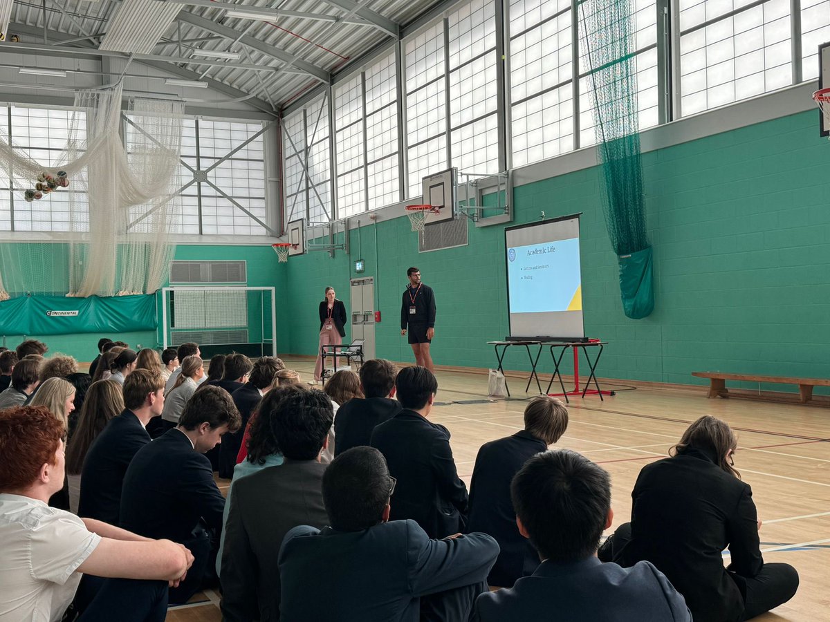 Borlase6th's tweet photo. Thank you so much to old Borlasians Charlotte and Ben who came back today to talk to Year 12 about their experiences of starting at the universities of Nottingham and Bath. Great advice and lovely to see them! @Borlase @uniofnottingham @UniofBath https://t.co/ZtrShyBvoQ