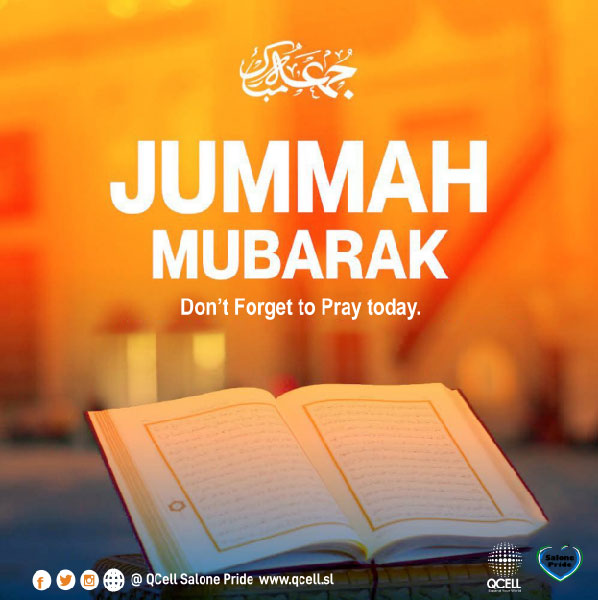 QcellSL's tweet photo. #Fridaymotivation
Don't forget to pray today....
Jummah Mubarak
#QCellSL
#SalonePride 🇸🇱🇸🇱🇸🇱
#Innovate
#Inspire
#4GLTE
#cheapestnetwork https://t.co/sW89fYJPwk