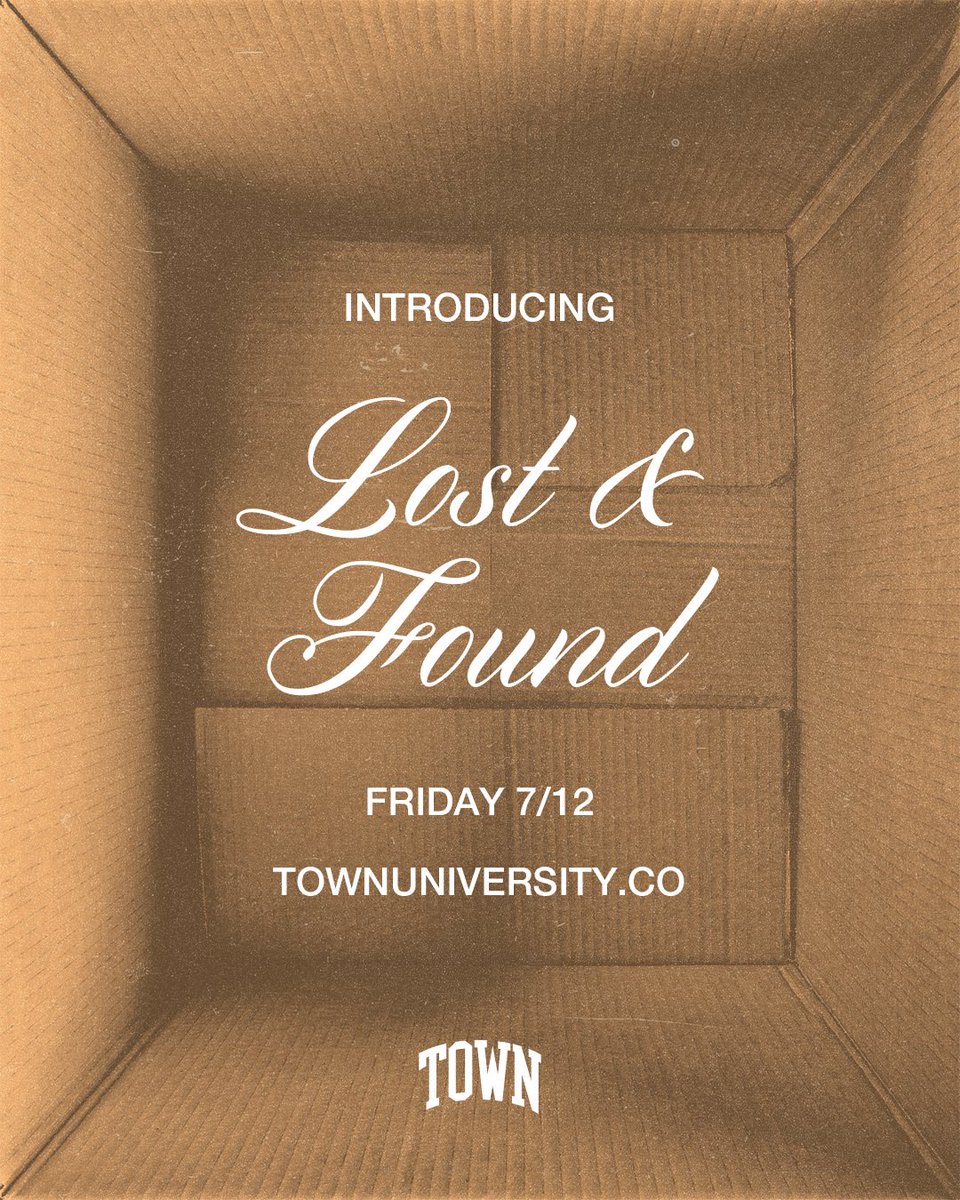 townapparelco's tweet photo. Lost &amp; Found 📦 - A Creative Exercise
Drops Online Tomorrow

Available Exclusively At 
https://t.co/3q4D7BrD5Q 🏛 https://t.co/sS6lYodOt3