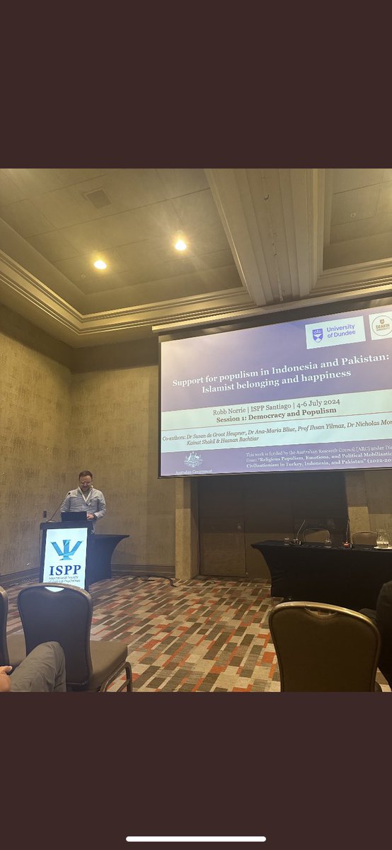 Very happy to have attended the #ISPP2024 annual conference in Santiago Chile. Very grateful for the opportunity to present on behalf of <a href="/dundeeuni/">University of Dundee</a> and my colleagues <a href="/Deakin/">Deakin University</a>. One looking at Religious Populisims and positiv emotion. Another looking at AI in SR. Great stuff!