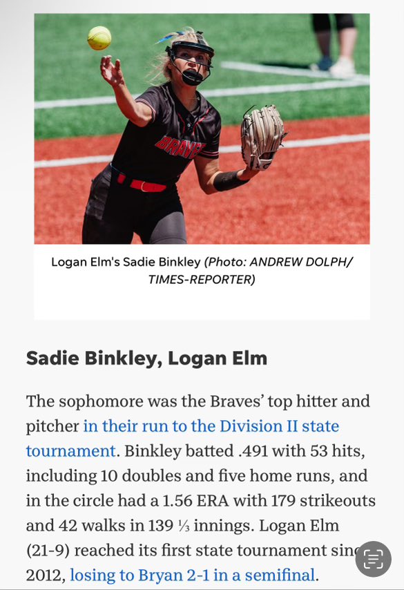SadieBinkley's tweet photo. Thankful to be recognized by the @DispatchAlerts! Such a great group of girls selected including @kendallb2026 and @ashlinM7! So thankful and blessed! @sluggers_16U @lehssoftball https://t.co/lL0qSi8uSQ