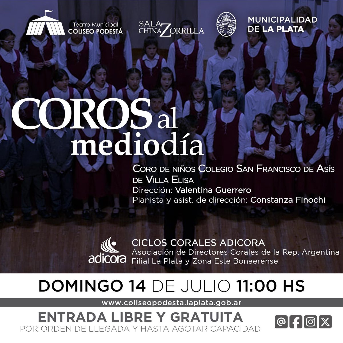tcoliseopodesta's tweet image. ❄️ #ModoVacaciones en el #ColiseoPodestá: obras teatrales gratuitas y presentación de un coro de niños

 👉🏼Los tres espectáculos con #ENTRADAgratuita para toda la familia e ingreso por orden de llegada hasta colmar la capacidad de la sala.