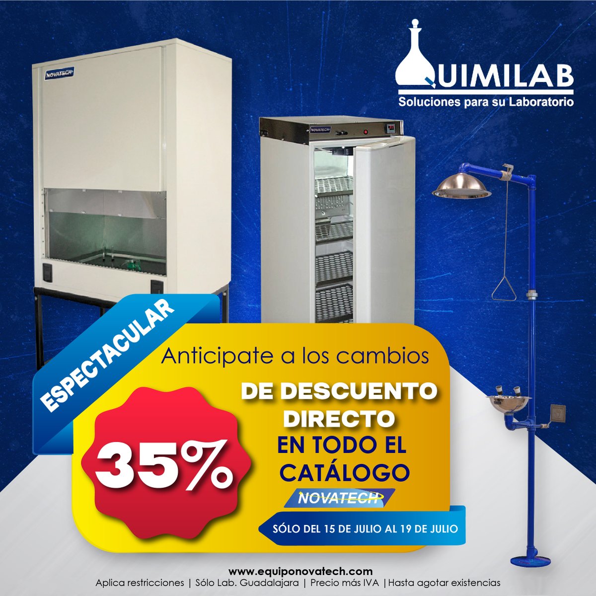 quimilab's tweet photo. ¡Semana de Descuentos en todo el Catálogo Novatech! 🎉
Del 15 al 19 de julio, disfruta de un 35% de DESCUENTO en todos nuestros productos de catálogo. 👨🏻‍🔬
Asegura todo lo que necesitas con el mejor descuento del año ¡No te lo pierdas! 🛒✨ https://t.co/hk5BuXSAY3