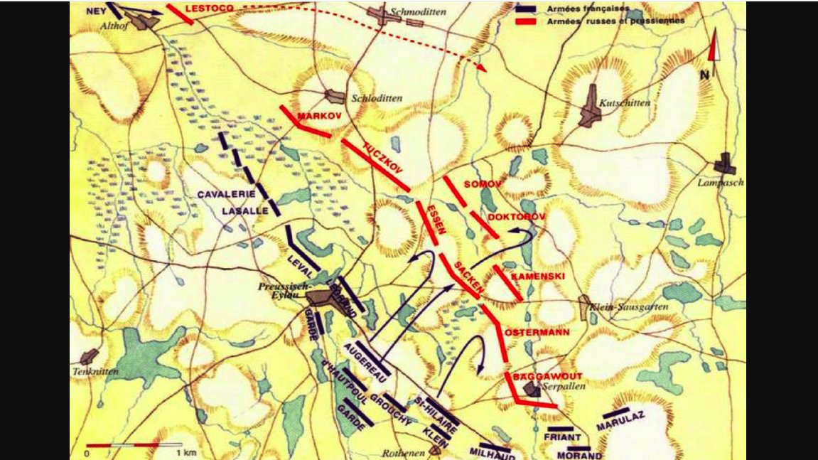 Vonscharnhorst's tweet photo. Eylau 7 Febrero 18H. Hay 3 grandes Cuerpos Franceses cuya ubicación en el terreno desconozco (mov.oculto). Los refuerzos Prusianos no tardarán en llegar por el Oeste. Tras la retirada Bennigsen despliega su Ejército para pasar la noche y presentar batalla al día siguiente #TLNB https://t.co/fjgERbhcAy