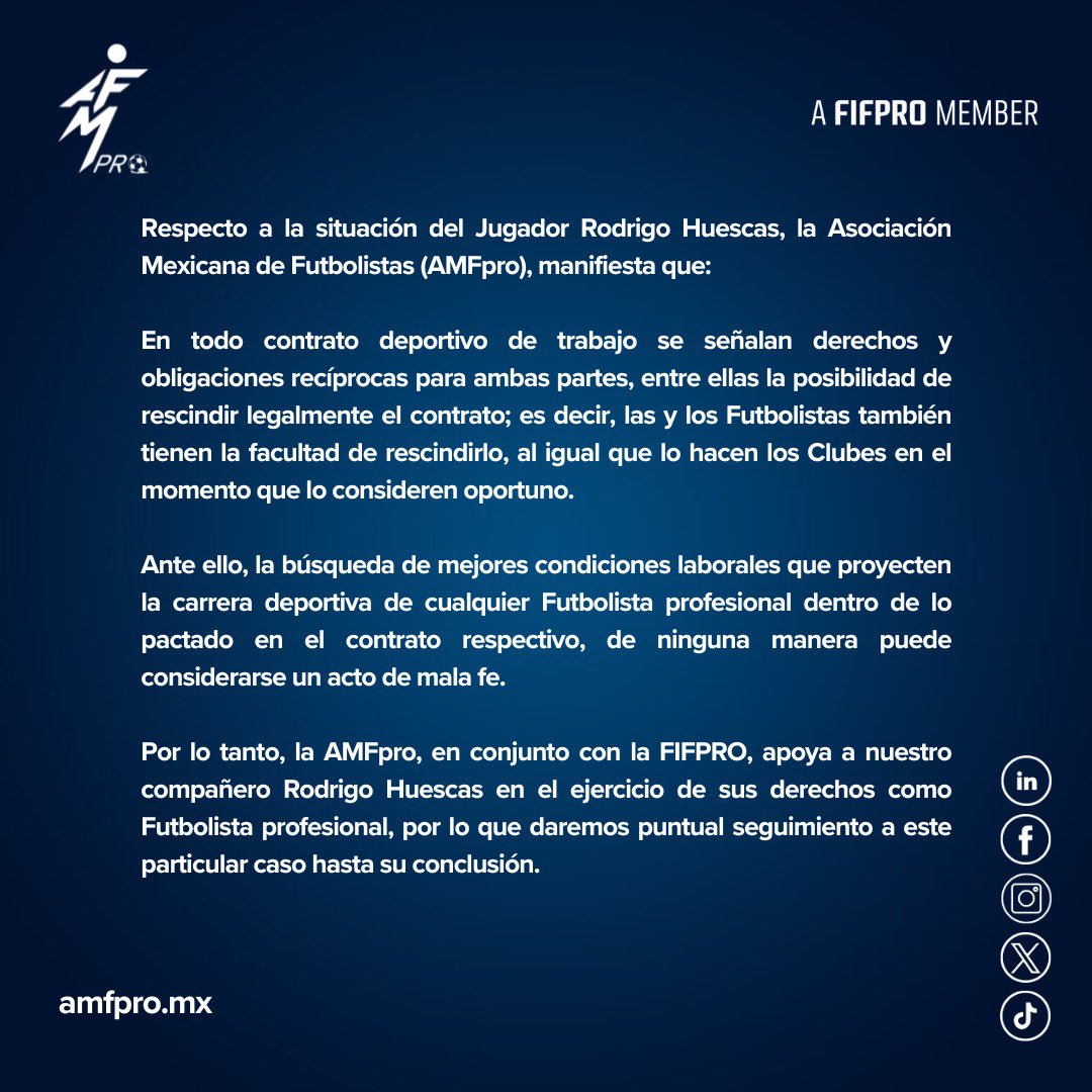 AMFproMX's tweet photo. 🔈Comunicado #AMFpro
#RodrigoHuescas https://t.co/EQjxwbTOC3