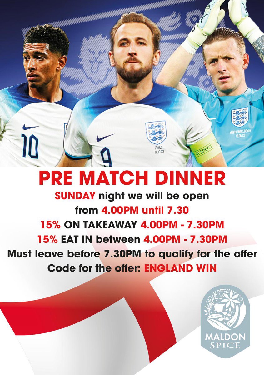 Maldon Spice (@maldonspice) on Twitter photo Euro Cup final 2024 π₯OFFERπ₯
Please book in advance
Please book online maldonspice.co.uk
Or phone call 01621853162 <a href="/inMaldon/">Maldon District</a> #maldon Euro Cup final 2024 π₯OFFERπ₯
Please book in advance
Please book online maldonspice.co.uk
Or phone call 01621853162 <a href="/inMaldon/">Maldon District</a> #maldon