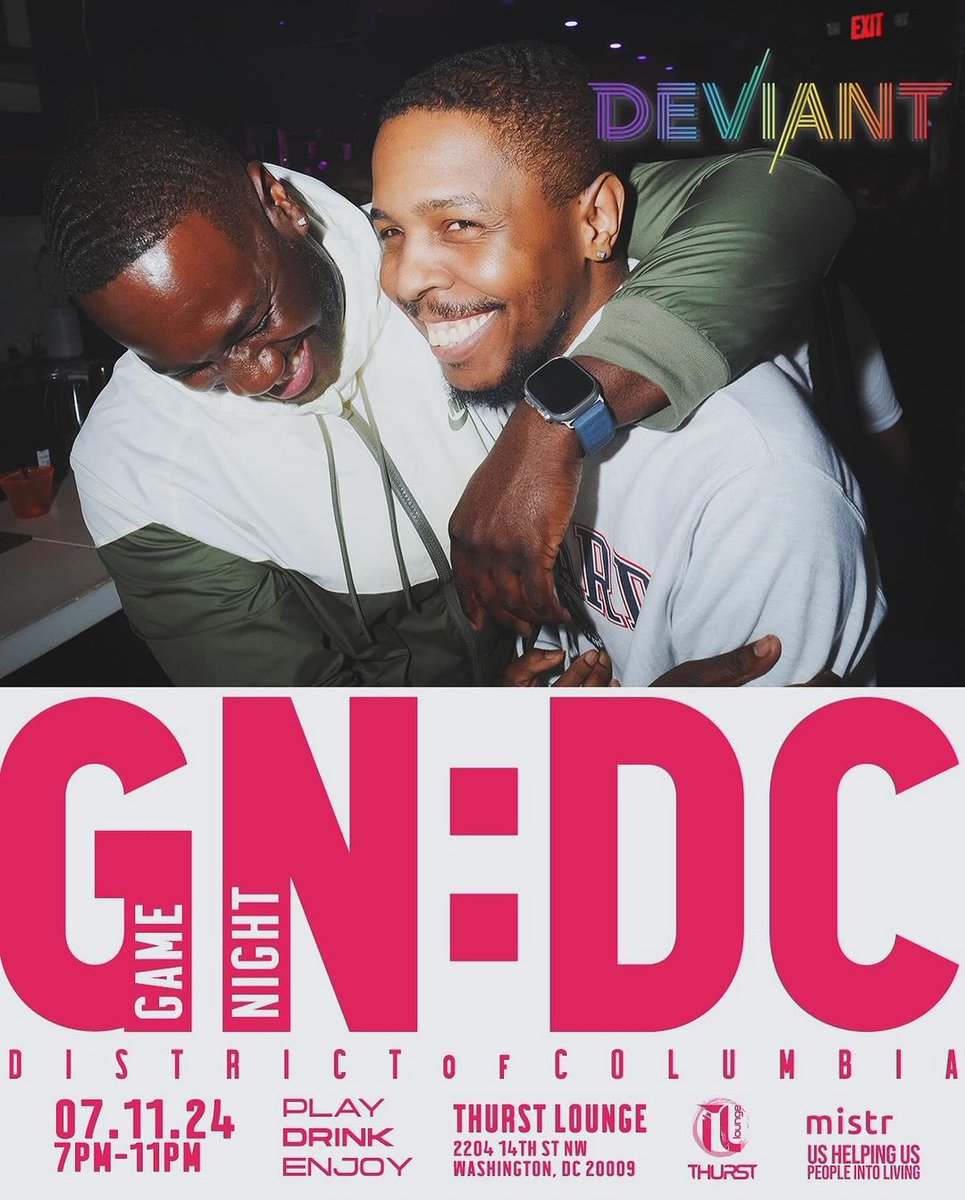 author_brandon's tweet photo. #GameNight with @DeviantEvents is back TONIGHT! 🃏🎲
♦️ Doors open 5p for Happy Hour
♠️ Games start at 7p
🎶 Vibes by DJ Stylzz
🚫 No Cover. Link in bio for free RSVP
#thurstlounge #deviantevents #lgbtq #dclgbtevents https://t.co/DaGLarKGJG