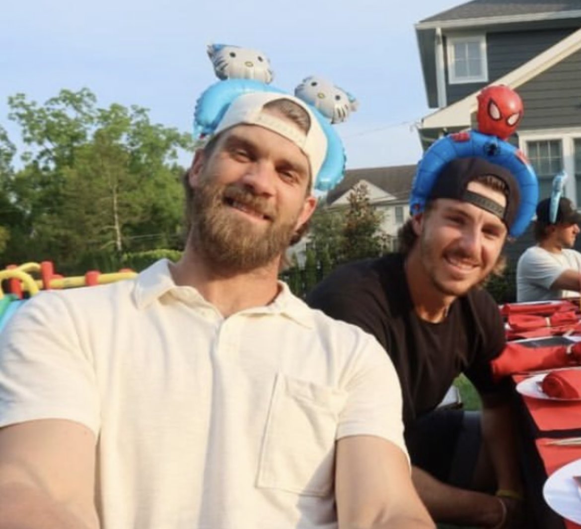 JClarkNBCS's tweet photo. Trea Turner hosted a Phillies Pham night with Bryce Harper, Bryson Stott, Kyle Schwarber, JT Realmuto, Aaron Nola and other Phils and their families. You can tell this team is so close. The Phillies you talk to say this is the best clubhouse they have ever been a part of. 
📸 Trea Turner