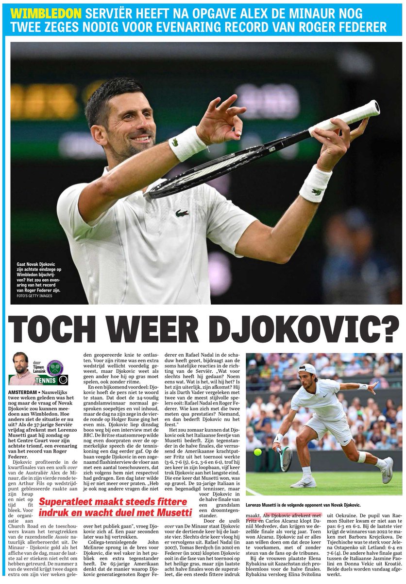 caspersmits's tweet photo. Had je eerst gedacht dat Fritz het wel zou winnen van Musetti en schreef je dit artikel al voor die partij? @Tijmenl @telegraaf #Wimbledon2024 https://t.co/Fnq8eVEiPZ