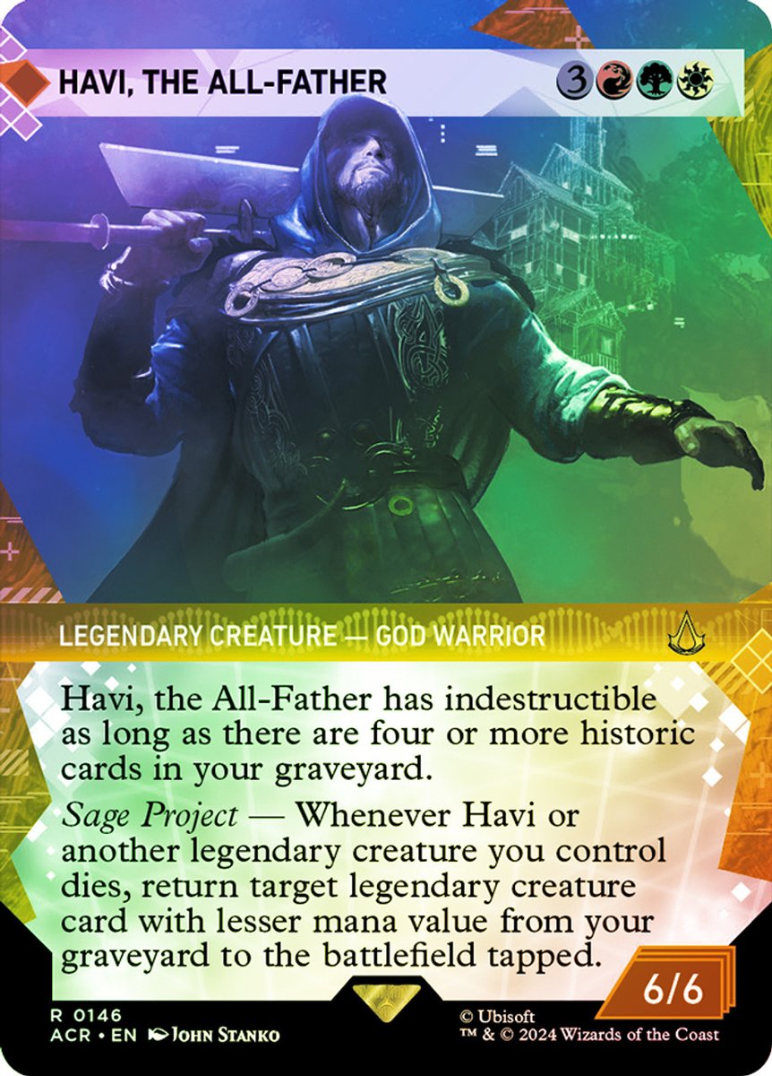 johnstankoart's tweet photo. I’ve always loved Assassin's Creed, so I’m thrilled to share this MTG card from the Assassin's Creed expansion, "Havi, the All-Father." So glad to have been a part of it! 

 #MagicTheGathering #MTG #AssassinsCreed #HaviTheAllFather #johnstanko #johnstankoart https://t.co/6ScDyIrEt5