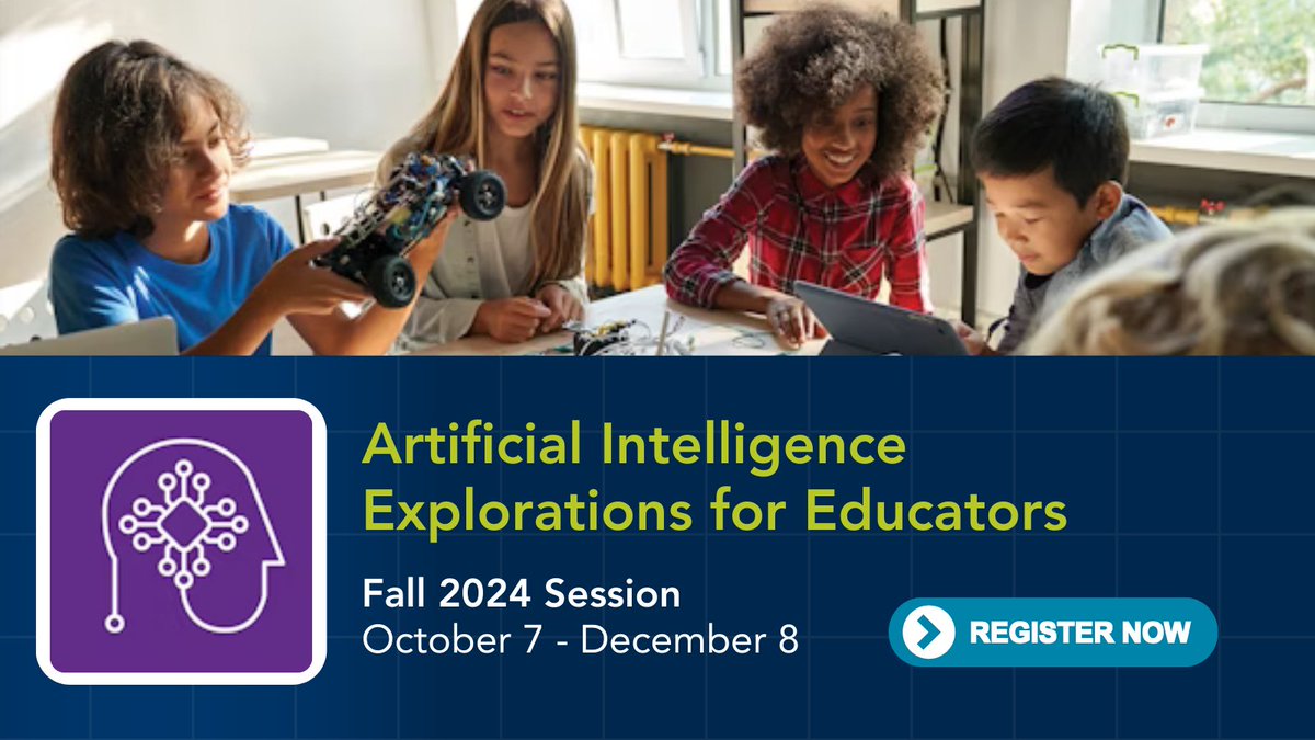 It's never too soon to plan ahead for your #ProfessionalDevelopment. Learn how to leverage AI technologies to enhance learning and solve real-world problems with the new #ISTEcourse - Artificial Intelligence Explorations for Educators this Fall: iste.org/courses/artifi…