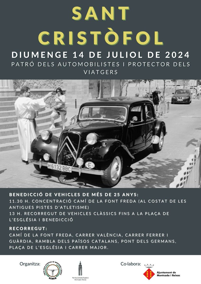 classicsmir's tweet photo. 🚘 Aquest diumenge, 14 de juliol, els Amics del Clàssics de Montcada i Reixac organitzem amb la parròquia de Santa Engràcia la benedicció de vehicles i motos clàssiques amb motiu de la festivitat de Sant Cristòfol.

➡️ Us hi esperem a les 13h!

@laveudemontcada @LesAltresVeus https://t.co/R6R7wOnO4t