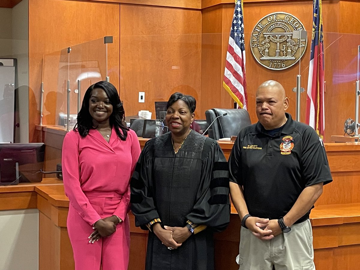 Join us in congratulating the two newest Fire Investigators in DeKalb County. Yasmeen Davis and Michael Lovett. Both were sworn in by Judge Anderson at DeKalb County Magistrate Court.