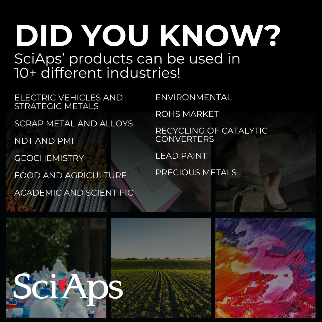 SciAps_Inc's tweet image. Discover the versatility of SciAps products! From food and agriculture to geochemistry and scrap metal, our devices excel in over 10 industries. Visit our website to see how we can support your industry! #SciAps #IndustrySolutions #VersatileTech