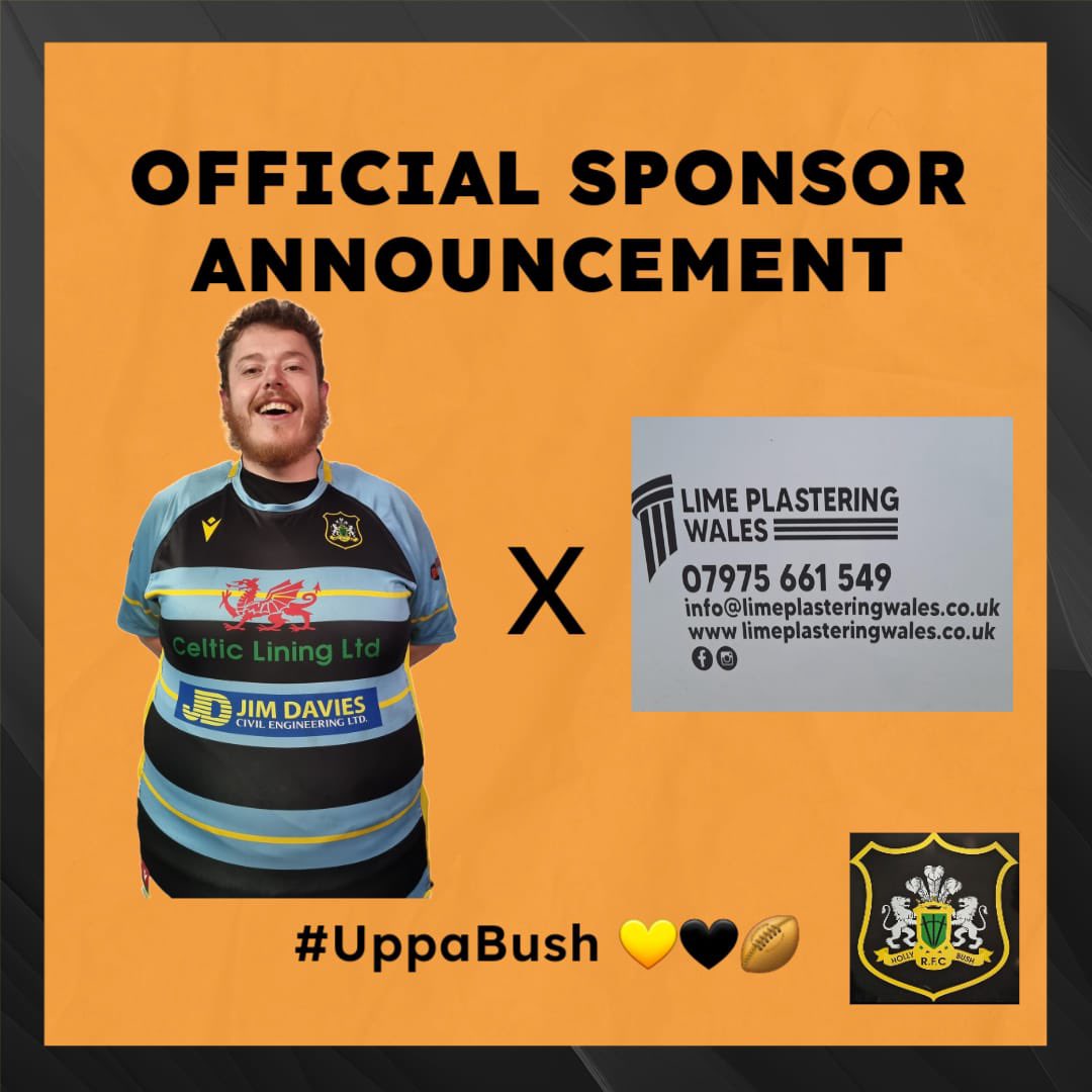 HollybushRugby's tweet photo. Last one of the day, the club would like to thank Lime plastering Wales for sponsoring Luke Fugi Harper for the coming season, your support is greatly appreciated 👏🙌

#Upthebush ⚫️🔶 https://t.co/zBAH8YhUZU