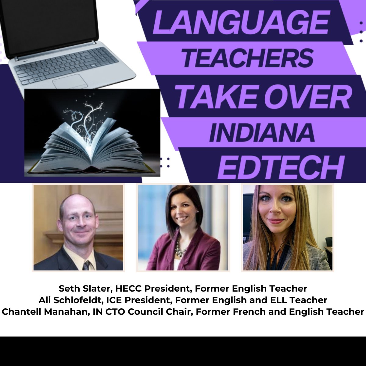 Dr. Chantell Manahan, CETL, CCRE (@leadlaughlearn) on Twitter photo Did you know Indiana edtech is currently led by 3 former language teachers?! <a href="/hecc_conference/">HECC Conference</a> (<a href="/SETDA/">SETDA</a> affiliate), <a href="/iceindiana/">Indiana Connected Educators</a> (<a href="/ISTEofficial/">ISTE</a> affiliate), and <a href="/IndianaCTO/">Indiana CTO</a> (<a href="/CoSN/">CoSN</a> affiliate) have former language teachers at the helm! Let's go, <a href="/SethASlater/">Seth Slater, Ed.S.</a> @AlisonSchlo! Did you know Indiana edtech is currently led by 3 former language teachers?! <a href="/hecc_conference/">HECC Conference</a> (<a href="/SETDA/">SETDA</a> affiliate), <a href="/iceindiana/">Indiana Connected Educators</a> (<a href="/ISTEofficial/">ISTE</a> affiliate), and <a href="/IndianaCTO/">Indiana CTO</a> (<a href="/CoSN/">CoSN</a> affiliate) have former language teachers at the helm! Let's go, <a href="/SethASlater/">Seth Slater, Ed.S.</a> @AlisonSchlo!