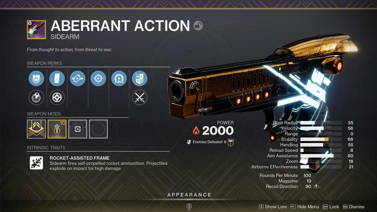 BuildsDestiny2's tweet photo. Rocket-Assisted Rocket Solar Sidearm preview: https://t.co/uh56dsvrBX