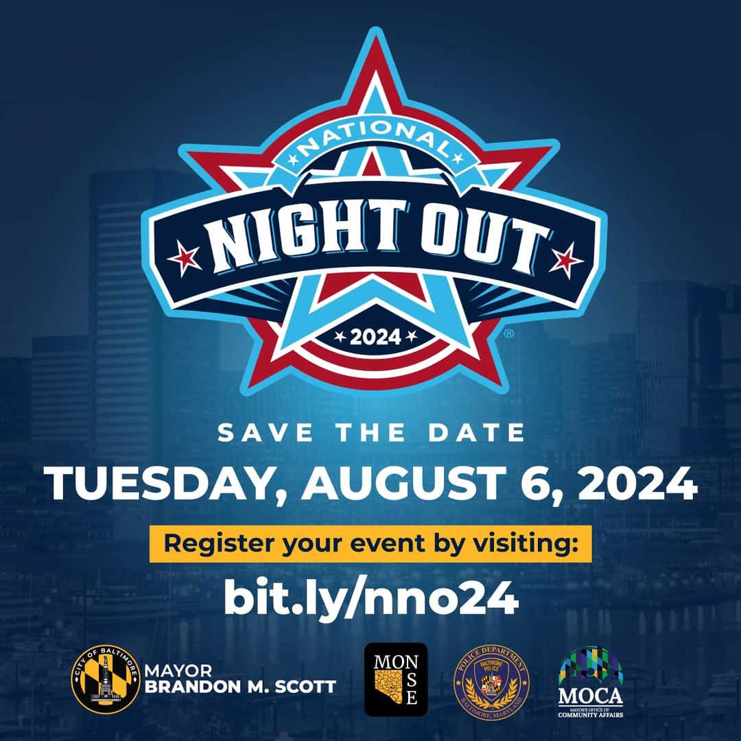 MayorBMScott's tweet photo. Baltimore, have you registered your neighborhood association for National Night Out? This annual citywide celebration returns on Tuesday, August 6th, and we want groups across the city to register and participate. Sign up before it’s too late!
https://t.co/2YUpVuGdrm https://t.co/6mnIwaocpD