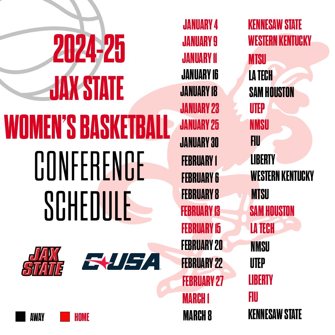 Jacksonville State Women’s Basketball (@jaxstatewbb) on Twitter photo Gearing up for year 2⃣ in <a href="/ConferenceUSA/">Conference USA</a>!
The CUSA has released the 2024-25 conference schedule!
📰: tinyurl.com/y33yzh5j
#StayCocky🐔 Gearing up for year 2⃣ in <a href="/ConferenceUSA/">Conference USA</a>!
The CUSA has released the 2024-25 conference schedule!
📰: tinyurl.com/y33yzh5j
#StayCocky🐔