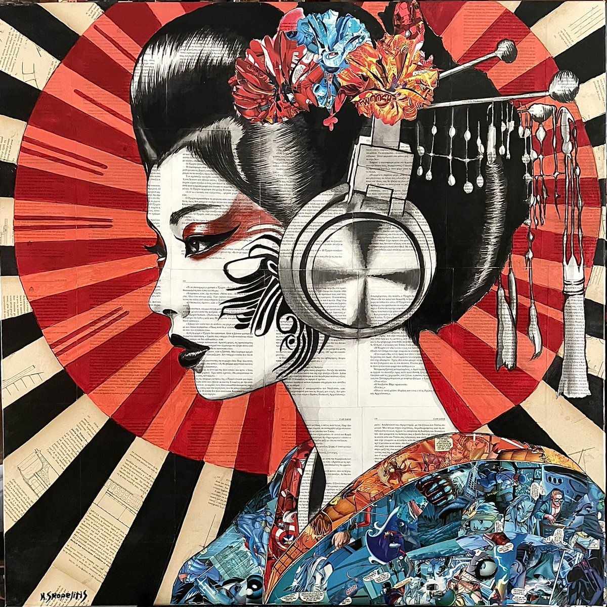 ‘Wabi-Sabi’

‼️NEW Original artwork for sale‼️

DM for inquiries

Visit my website (Link at bio) for more.

Ink and acrylics on vintage book pages and book pages collage of a really vintage book of 20’s on background !

Size : 90x90 cm.