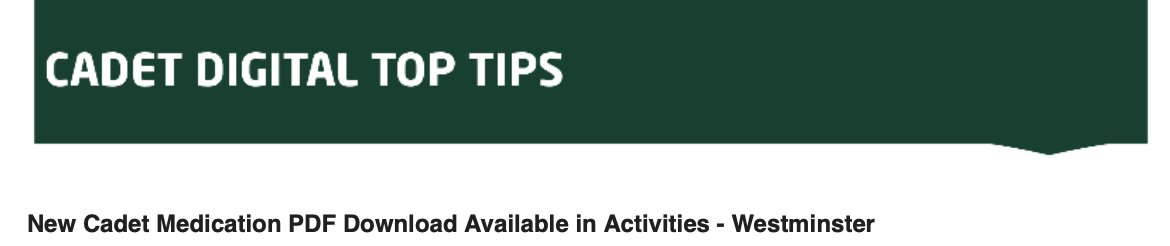 Activity owners and limited others are now able to download (with protection of information) details of meds being carried by cadets 3/3