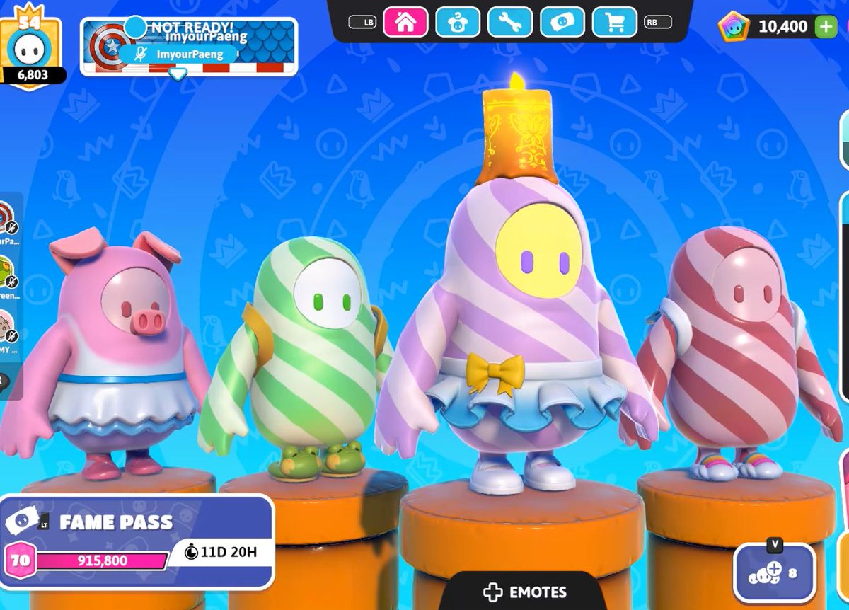 Pp46C's tweet photo. Candy Party with friends 🍬🍬🍬🩷  #FallGuys https://t.co/NrcBo1irUe