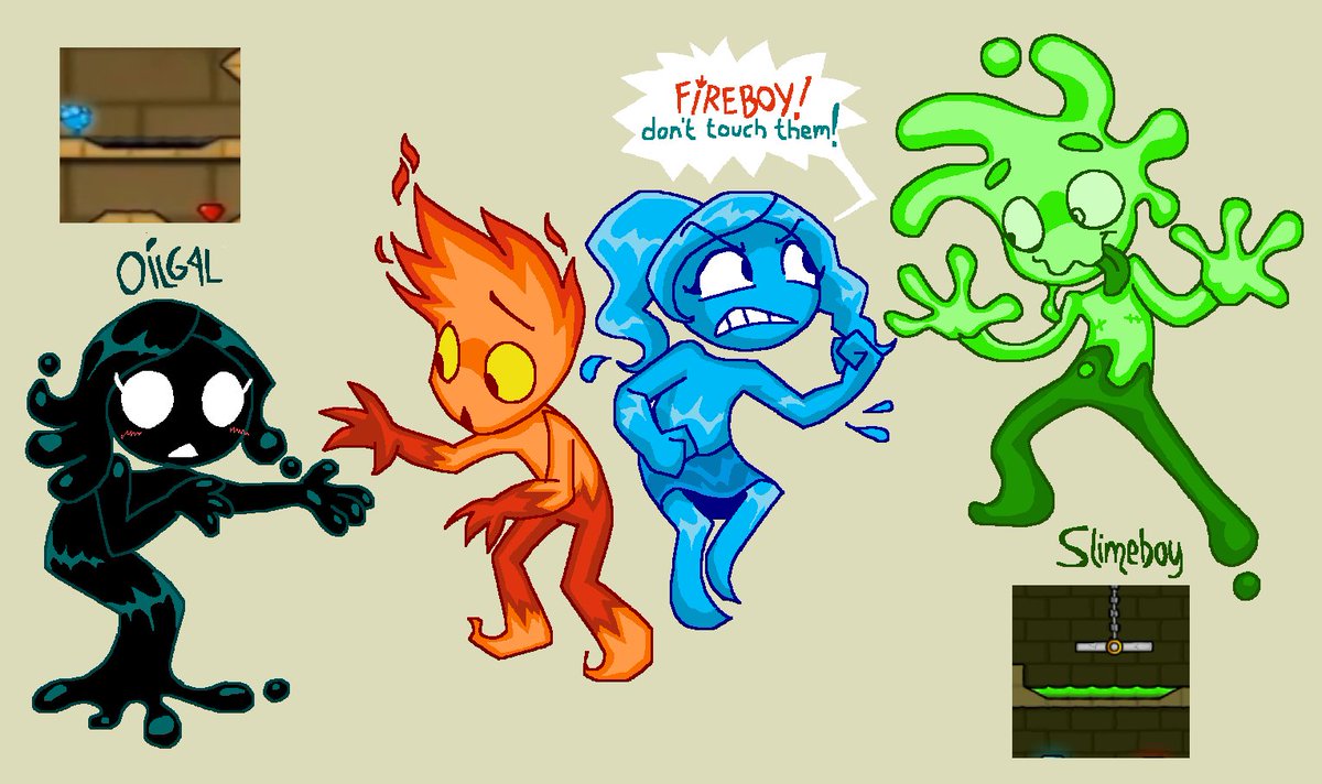 QuietTomato's tweet photo. fireboy &amp; watergirl must face their greatest enemies brought to life https://t.co/E6KcsecKh9