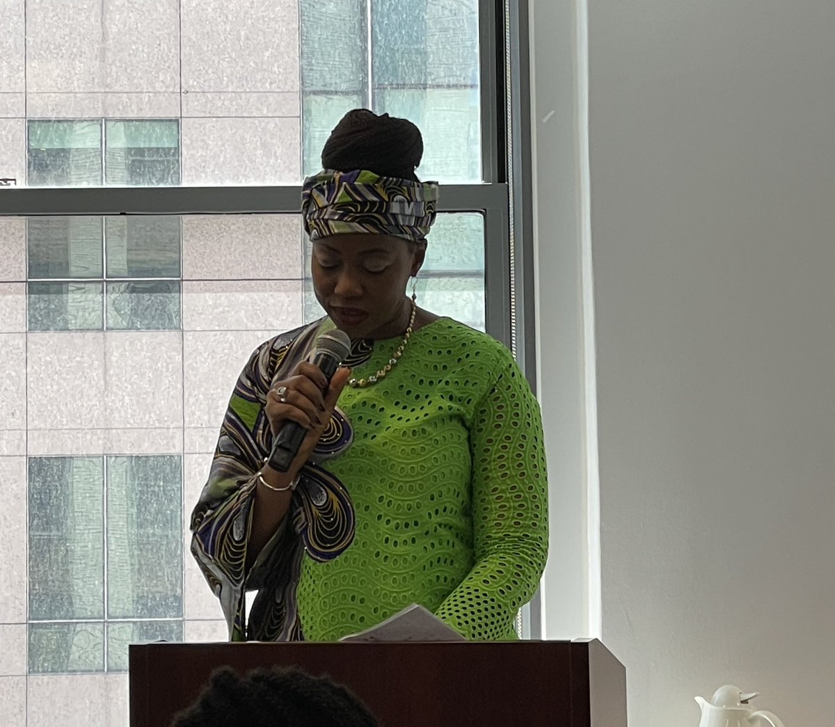 equalitynow's tweet photo. H.E. Madam Fatima Bio, First Lady of #SierraLeone spoke about progress in her country including the recent prohibition on #ChildMarriage, and concluded powerfully “As long as I live, my voice will be used for nothing but the cause of championing women’s rights. Treat us as equals!” #HLPF2024 #sdg16