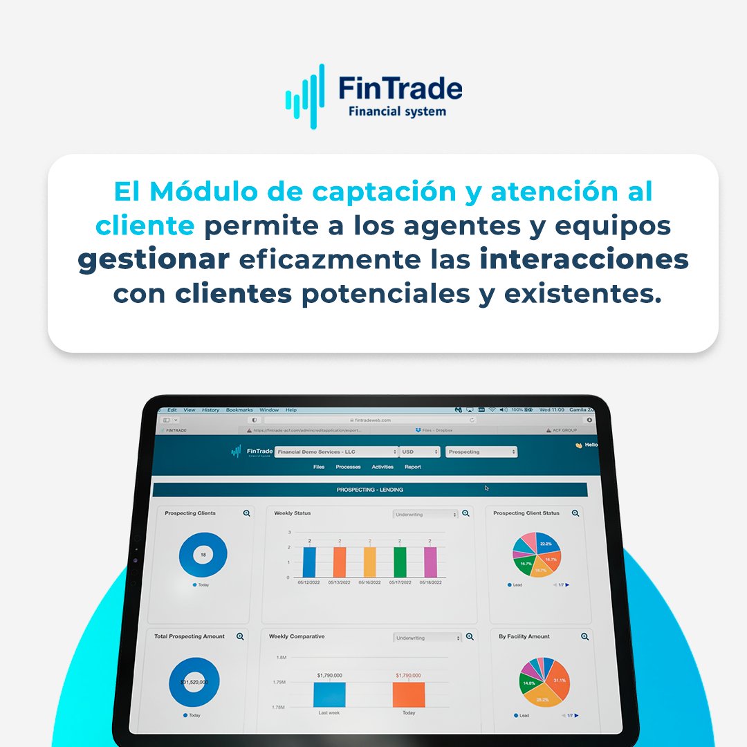 FinTradeSystem's tweet image. ¡Mejora tus relaciones con los clientes con nuestro módulo de Captación y Atención al Cliente! Incluye:
💬 Registro de conversaciones
🤝 Seguimiento personalizado
📈 Informes integrales
¡No esperes más! Solicita tu demo ahora 👉 wa.link/1hyubx
#CRM #Brokers