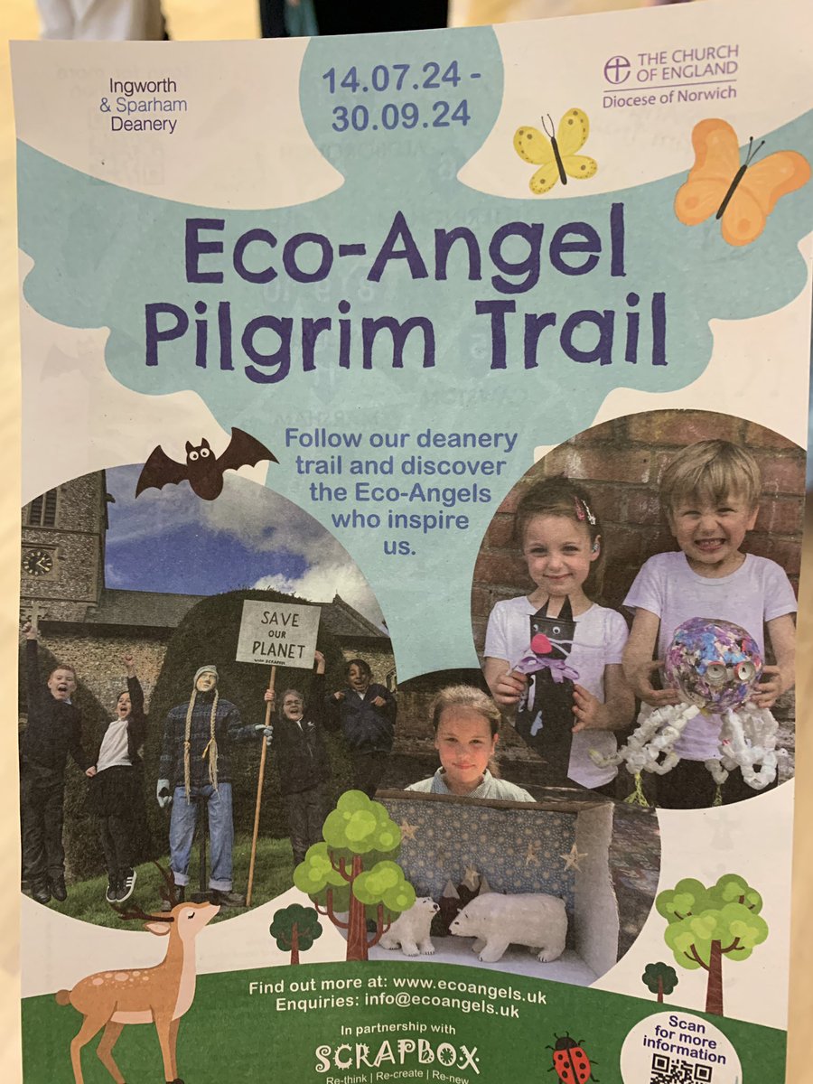bishopnorwich's tweet photo. Great to launch the Eco Angel Pilgrim Trail in one of @DioceseNorwich deaneries. Travel around 12 locations near Reepham and Aylsham this summer to meet life-sized characters who children feel are inspiring others to care for God’s planet. https://t.co/Mmjg03INKO