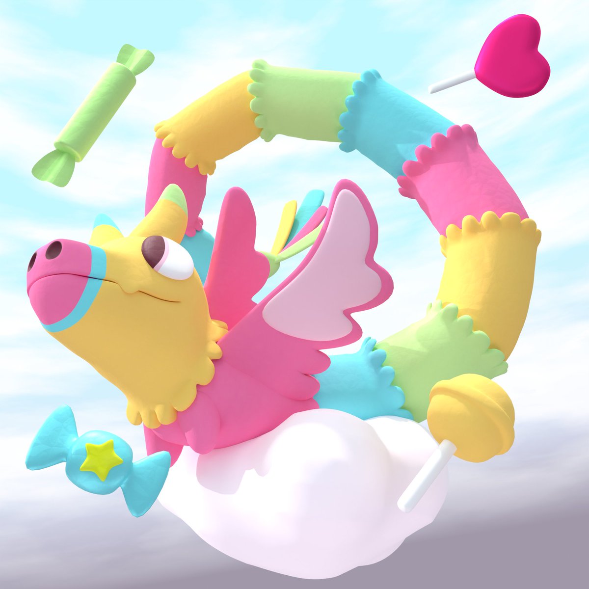 Third art fight attack this time for a really cute design made by radiant_rat (I can't find them on x). I learned a lot when making this, what a struggle to make looooong characters in blender, I even rigged it :3