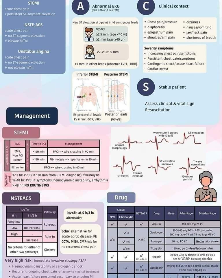 🔴 2023 ESC ACS GUIDELINE: Excellent Infographic with summary from definition to treatment 

Bybajavith #MedEd #ECG #STEMI #criticalcare #comparison #ESCCongress #cardiology #CardioEd