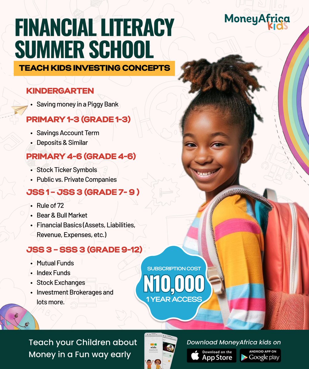 Dear TL pls I need your help
Pls can you all help me RT this and put it on your IG story. We’ve been on a mission to drive financial literacy in Africa. We are running a financial literacy summer school. It’s suitable for children between the ages of 6 - 17. We will appreciate