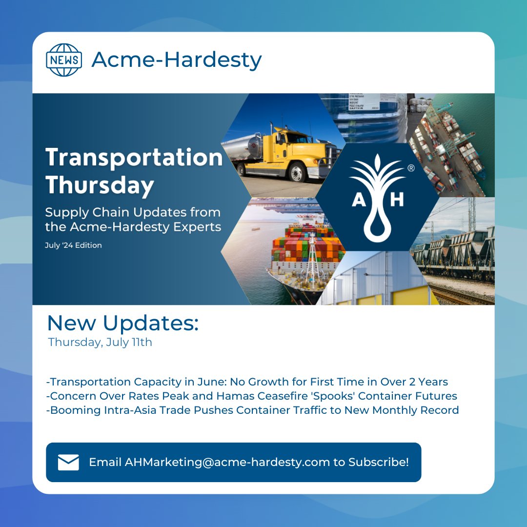 Join the #TransportationThursday community! Stay informed and inspired with our monthly updates. ✉️ Subscribe now by emailing ahmarketing@acme-hardesty.com.

#transportationthursday #transportation #redsea #supplychain #acmehardestydistribution #shipping #logistics #freight