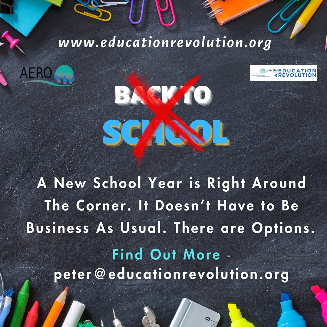edualternatives's tweet image. It doesn't have to be business as usual there are many educational options. Find out more - peter@educationrevolution.org 

#notbacktoschool #educationrevolution #learningoptions #schoolchoice #educationaloptions #learnerdirected