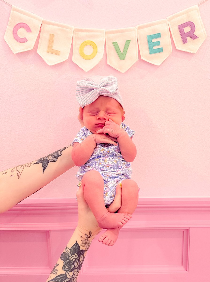 Welcome to the world little baby Clover! 🌈
Born 7/7 at 6lbs 11oz! ♋️♌️♐️
We are so excited and lucky to be your parents! 
(We don’t think we will be showing her face TOO much on socials, but when she’s 4 days old.. she’s going to change a lot!)