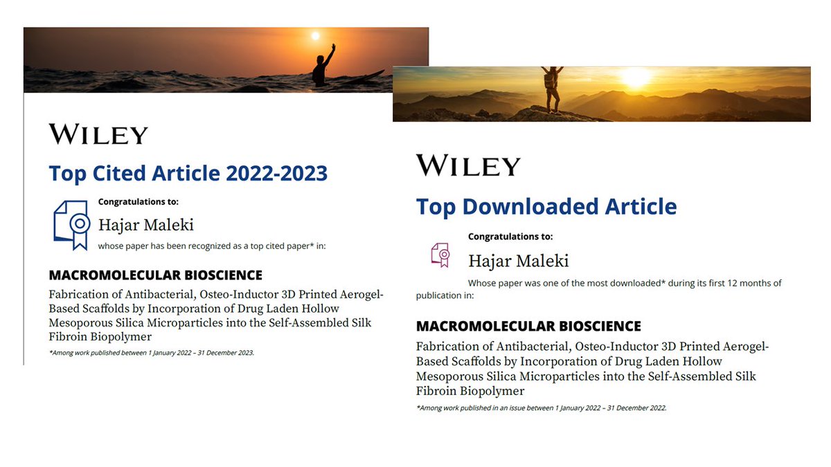 Delighted to share that our  work, published at Macromolecular Bioscience , is among top 10  most-cited papers as well as among top 10% top downloaded articles in the journal!