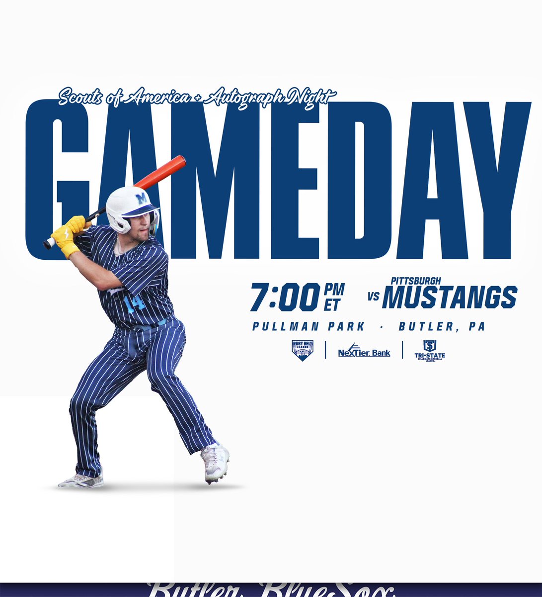 TButlerbluesox's tweet photo. Tonight your Butler BlueSox take on the Mustangs in the final home game of the 2024 regular season. Reminder: Players will be signing autographs postgame in the Yankee suite on the second level. Staff will be around to direct fans to the room. #ForTheCity #LetsGoSox https://t.co/GXRkcEI7wa