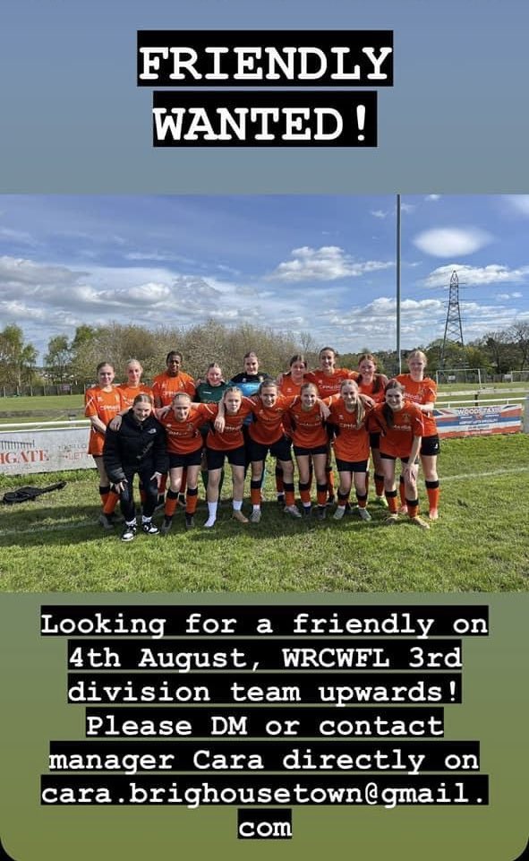 Women’s first team looking for an away friendly Sunday 4th August