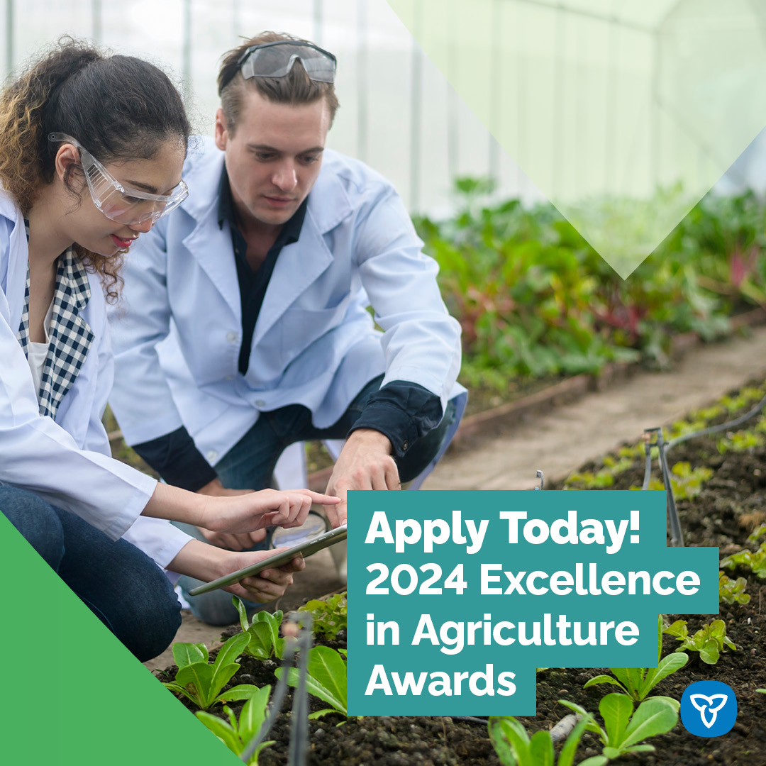 CLOSING SOON!
Nominations for the Excellence in Agriculture Awards close next Monday, July 22 at 11:59 pm! Don’t forget to submit your nominations to recognize a leader in Ontario agriculture and food industry.
#Ontag
#GrowingONtogether