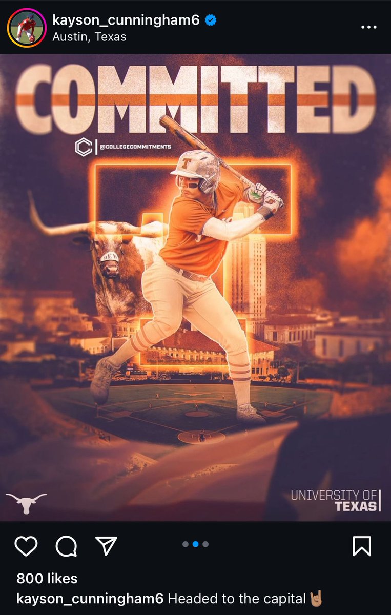Prep Baseball Report and Perfect Game’s No. 1 player in the state of Texas for 2025, INF Kayson Cunningham has committed to #Texas. 

<a href="/BlakeMunroeOTF/">Blake Munroe</a> | <a href="/KaysonCunningha/">Kayson Cunningham</a>